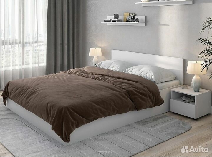 Кровать с матрасом 200х200 Милена белая