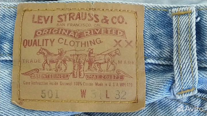 Джинсы levis 501R made in USA ретро оригинал 34-32