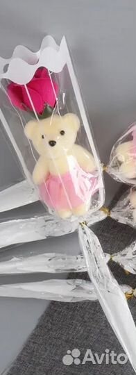 Роза с мишкой к 8 марта