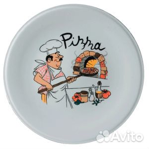 Блюдо для пиццы с рисунком «Барилла»; фарфор