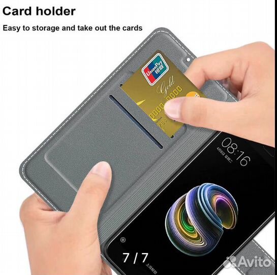 Кожаный чехол-книжка с рисунком для Xiaomi Redmi N