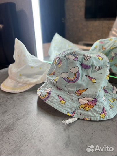Панама и косынка детские для девочки 44-46 размер