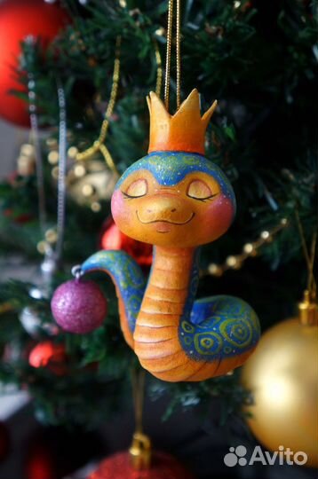 Ёлочная игрушка из папье-маше Змея