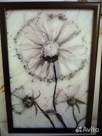 Картины, броши на заказ из шерсти