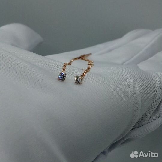 Серьги с синтетическим камнем Золото