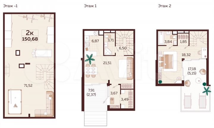 2-к. квартира, 154,2 м², 1/1 эт.