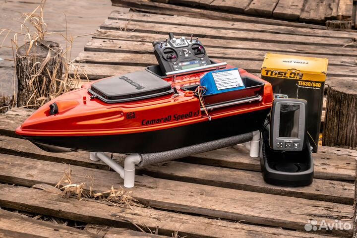 Прикормочный кораблик с автопилотом, эхолотом,25А