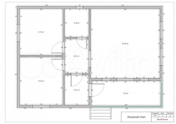 Коттедж 75 м² на участке 10 сот.