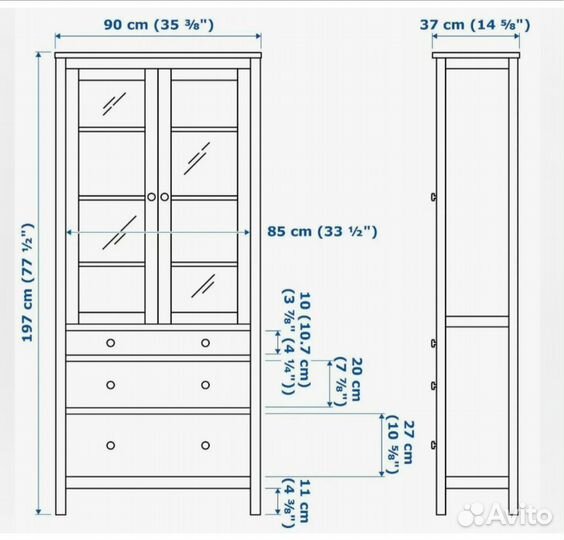 Шкаф витрина IKEA хемнэс