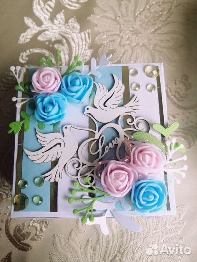 Свадебная коробочка с тортиком ручной работы