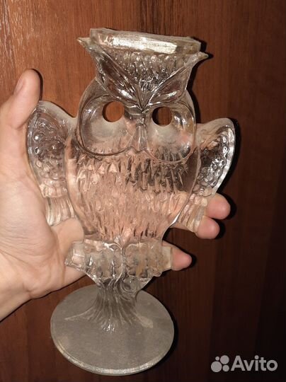 Сова хрустальная подсвечник