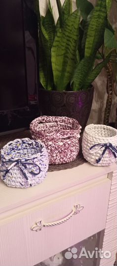 Корзинки из трикотажной пряжи