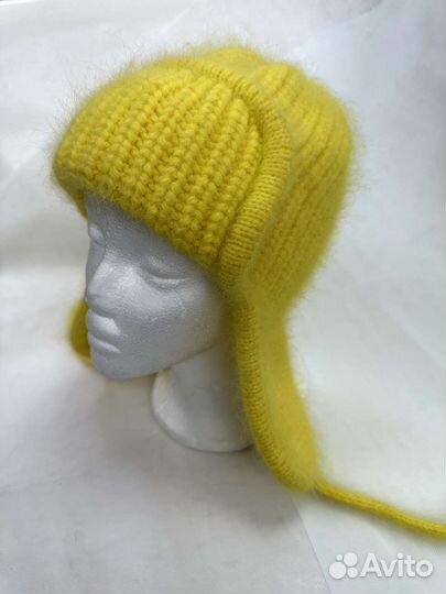 Шапка ушанка женская вязаная