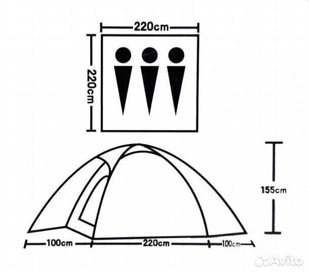 Палатка туристическая 3 местная
