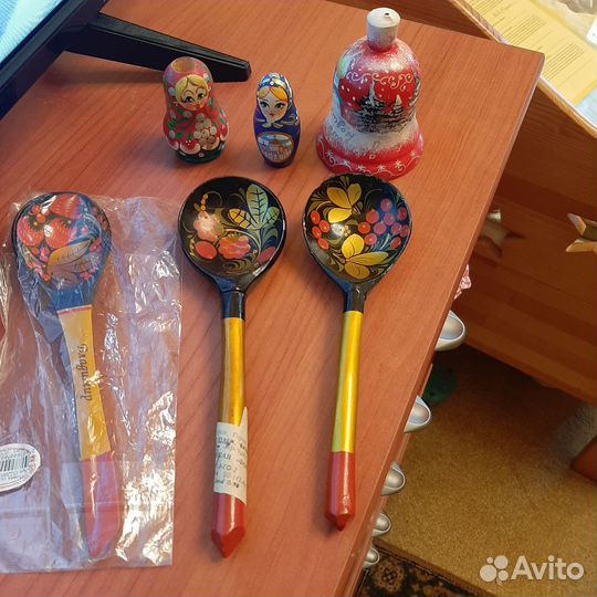 Деревянные ложки матрёшки колокольчик