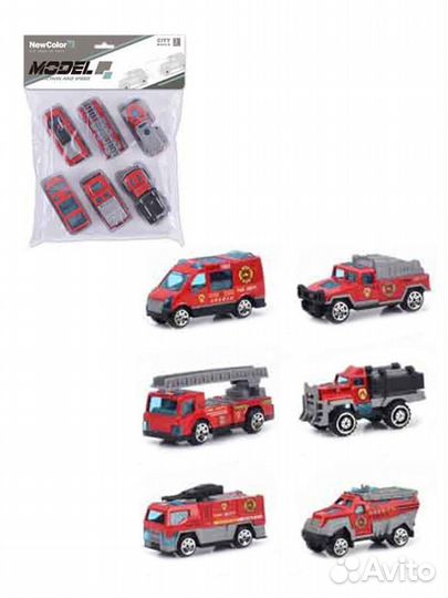 Набор машин металлических 6 шт., пакет