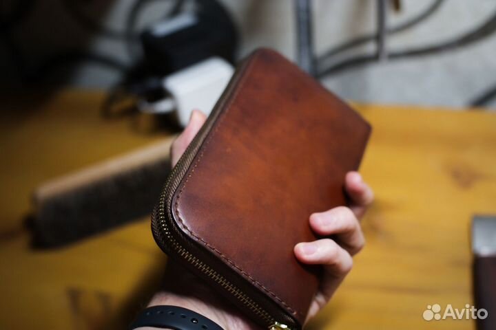 Мужской кошелёк, кожаный, клатч