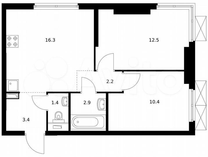 2-к. квартира, 49,1 м², 11/33 эт.