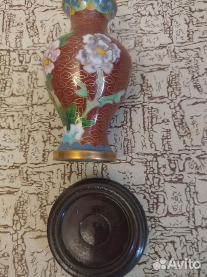 Вазы китайские клуазоне парные с подставками