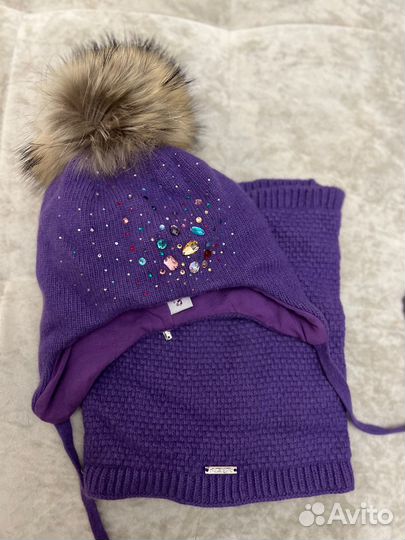 Зимняя шапка и снуд 52-54р