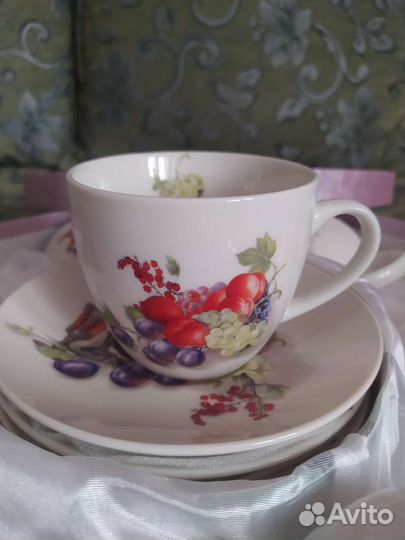 Сервиз чайный, фарфор, 6 персон