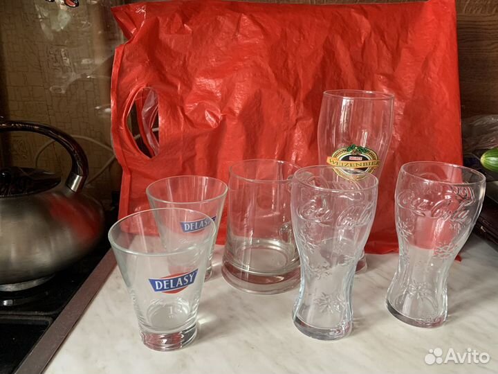 Стаканы, бокалы пивные, коньячные, набором 8 шт