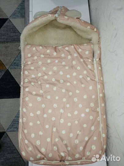 Конверт зимний на овчине натуральный в коляску