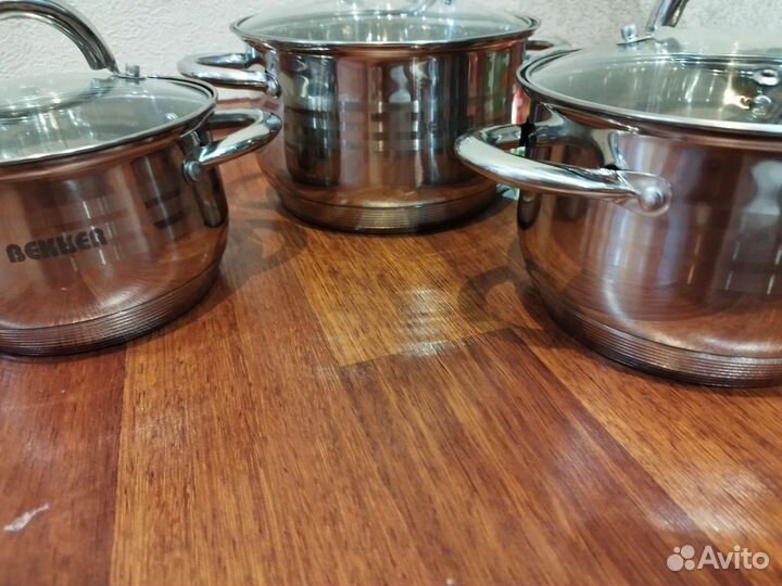 Набор кастрюль 2.9л, 3.9л и 6.5л. Индукция.Новая