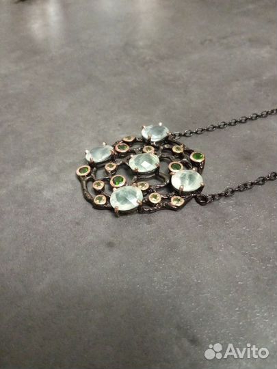 Ожерелье серебро 925, пренит