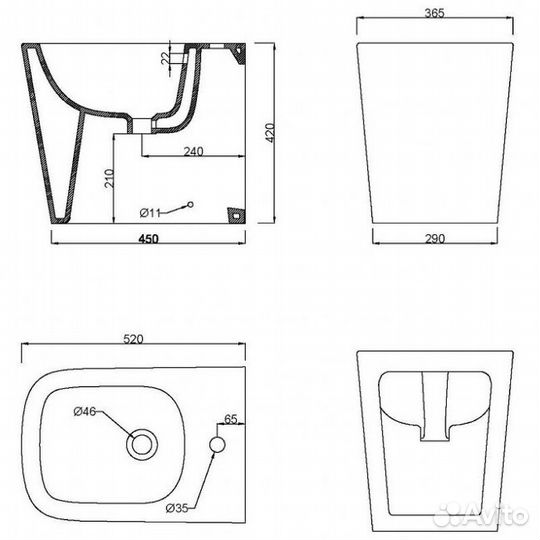 Биде напольное BelBagno Albano BB120B