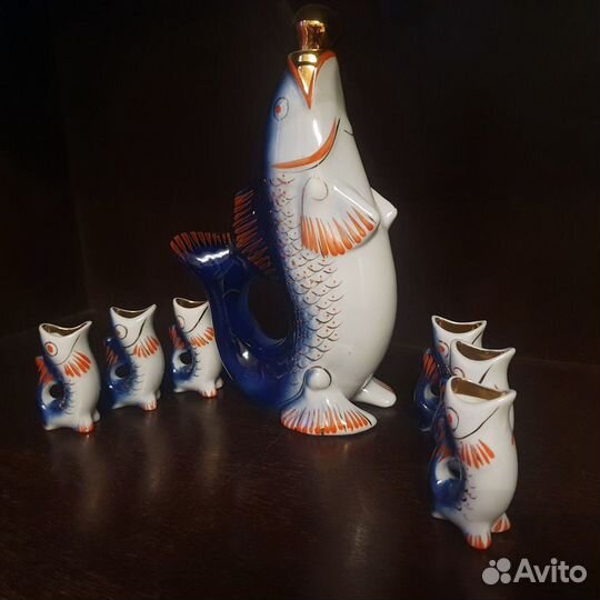 Набор Графин, штоф Рыба и 6 рюмок