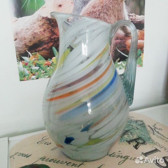 Кувшин цветное стекло СССР