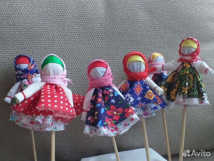 Русская народная кукла из ткани Хороводница 10см