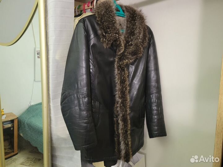 Кожаная куртка зимняя 46-48