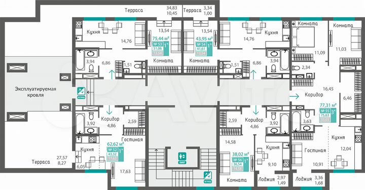 1-к. квартира, 62,6 м², 8/8 эт.