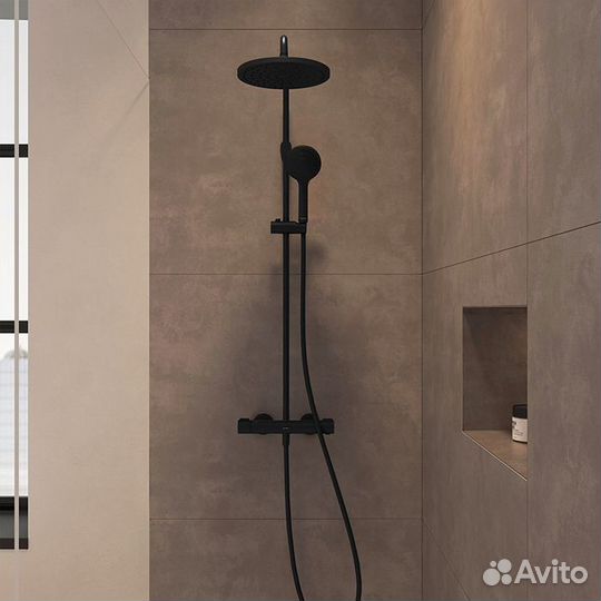 Duravit Shower Systems Душевая система в комплекте с термостатическим смесителем, цвет: чёрный матов