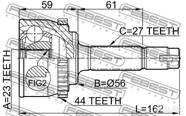 Шрус наружный 23x56x27