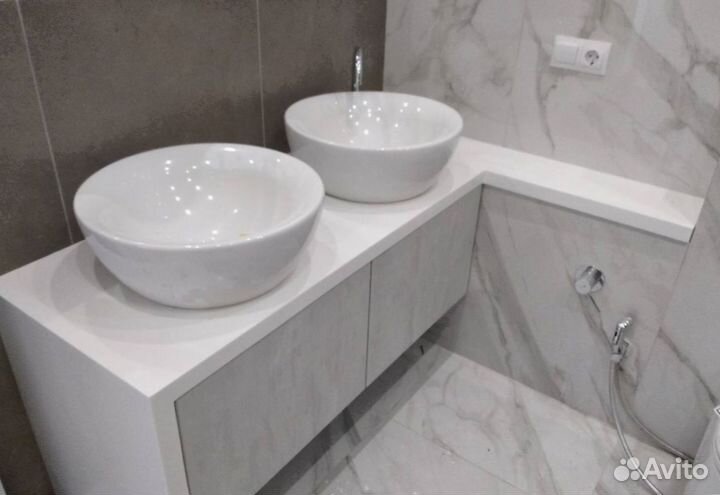 Столешница для ванной из искуственного камня