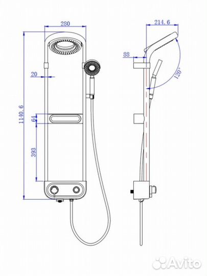 Душевая панель aquame AQM8004B