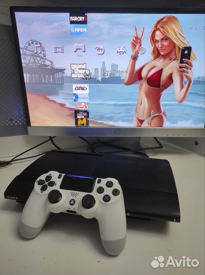 PS3 super slim прошитая +куча игр+геймпад ps4