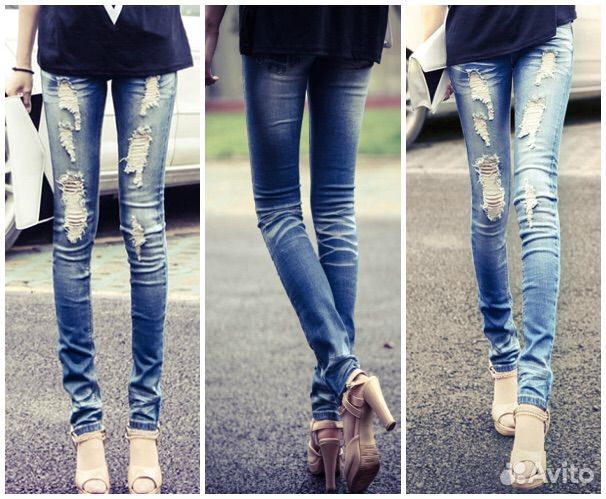 Джинсы скинни рваные