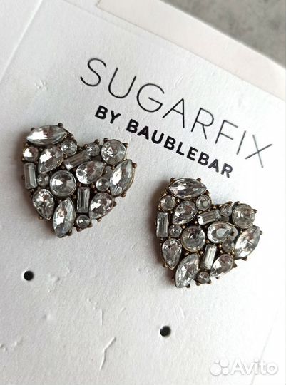 Серьги кристальные сердца Sugarfix
