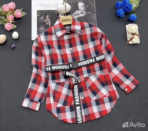 Рубашка для девочек, с ремнем, 140 размер