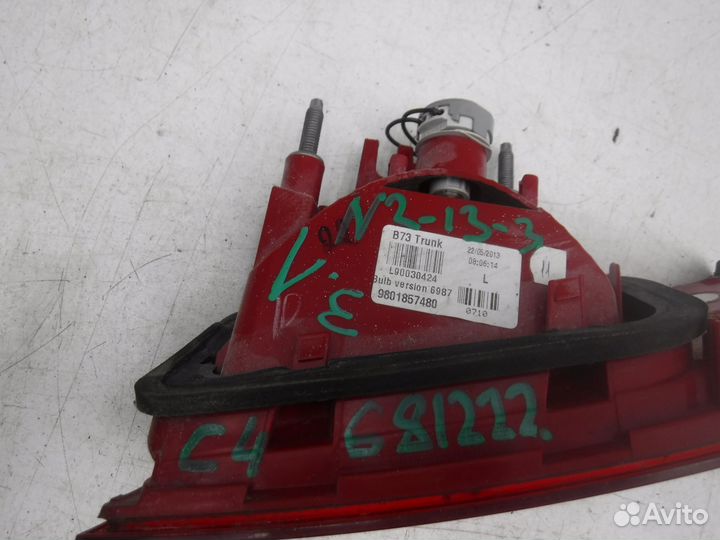 Фонарь задний левый внутренний Citroen C4 2011