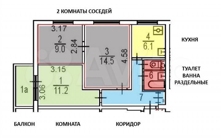 Комната 11,2 м² в 3-к., 9/9 эт.