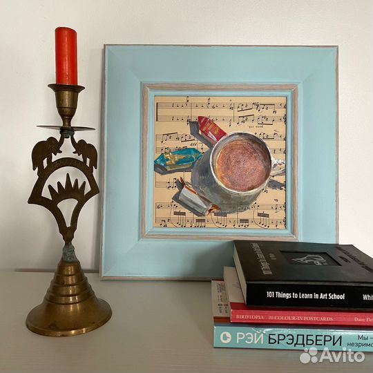 Картина 32x32 на нотной бумаге