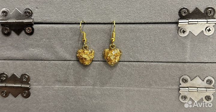 Серьги из эпоксидной смолы в форме сердца