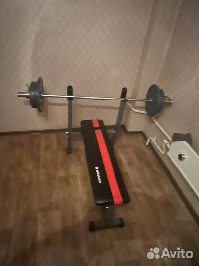 Лежак для штанги, штанга вес 65 кг, плюс гриф