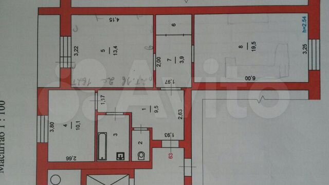 2-к квартира, 66 м², 8/9 эт.