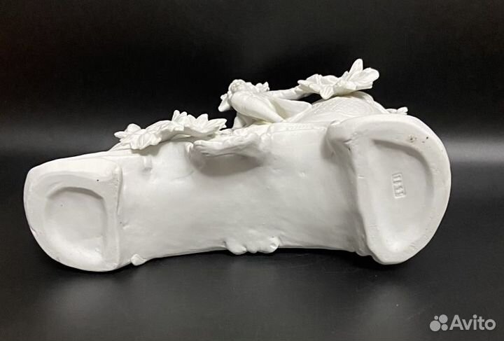 Статуэтка фарфор бисквит лебедь ваза кашпо карета